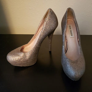 Steve Madden heels - silver glitter 8.5
